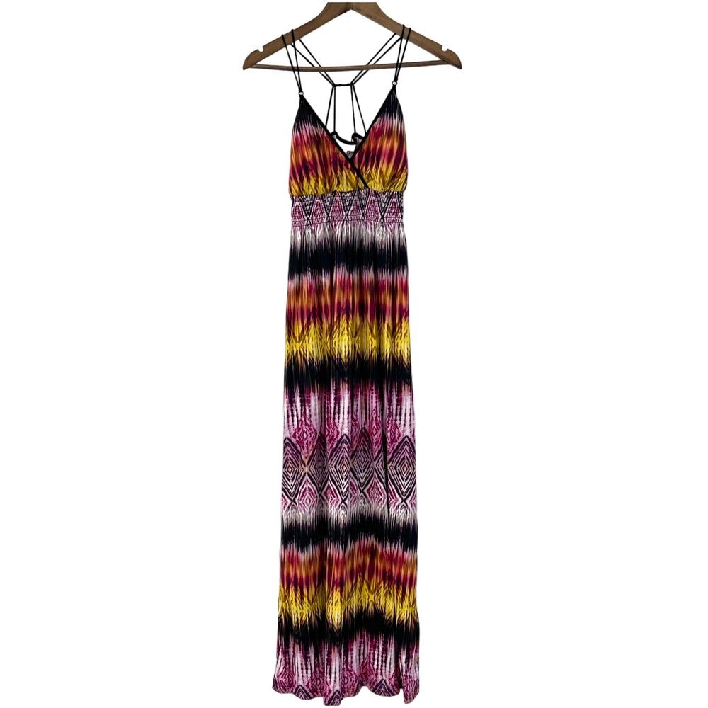 Currants Maxi Dress Womens Medium Stella Tie Dye Hippie Festival Beach Strappy